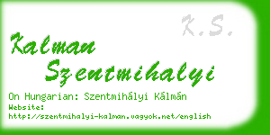 kalman szentmihalyi business card