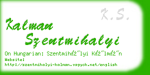 kalman szentmihalyi business card